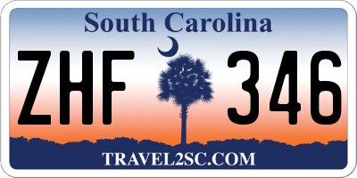 SC license plate ZHF346