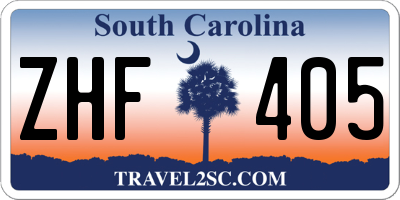 SC license plate ZHF405