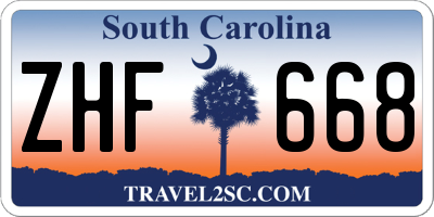 SC license plate ZHF668
