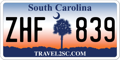 SC license plate ZHF839
