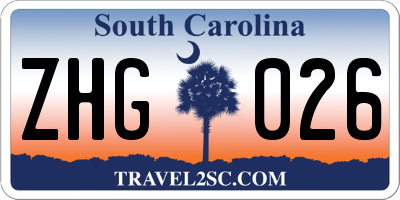 SC license plate ZHG026