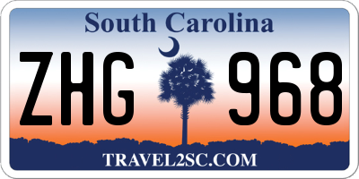 SC license plate ZHG968