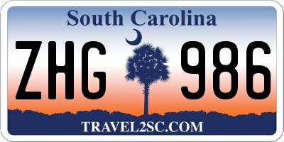 SC license plate ZHG986