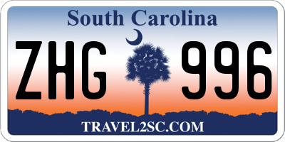 SC license plate ZHG996