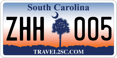 SC license plate ZHH005