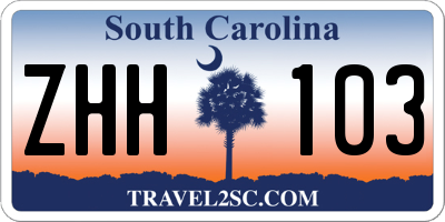 SC license plate ZHH103