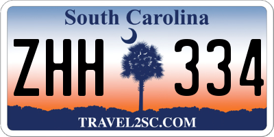 SC license plate ZHH334