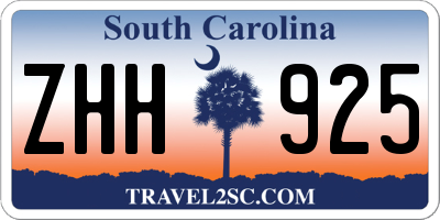 SC license plate ZHH925