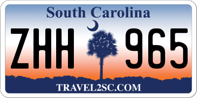 SC license plate ZHH965