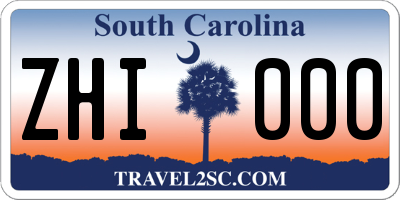 SC license plate ZHI000