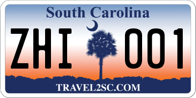 SC license plate ZHI001