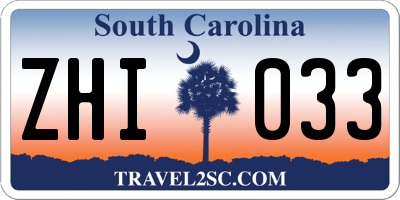 SC license plate ZHI033