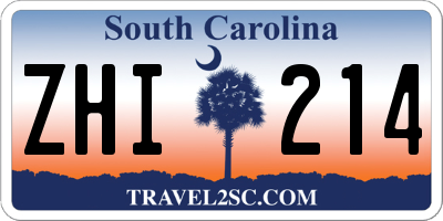 SC license plate ZHI214