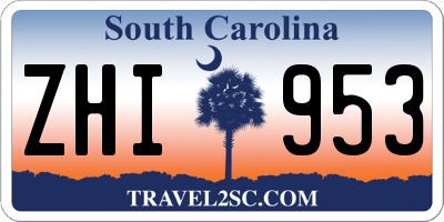 SC license plate ZHI953