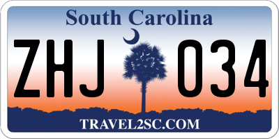 SC license plate ZHJ034