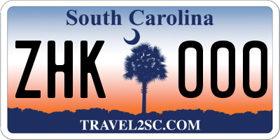 SC license plate ZHK000