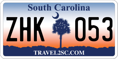 SC license plate ZHK053