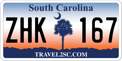SC license plate ZHK167