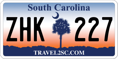 SC license plate ZHK227