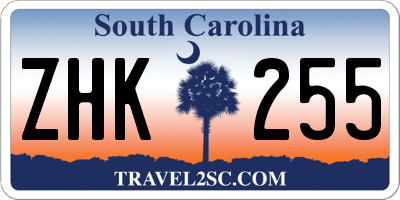 SC license plate ZHK255