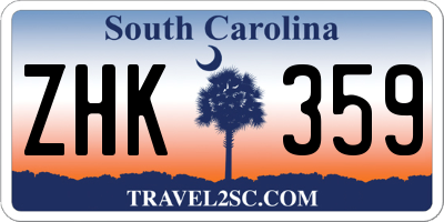 SC license plate ZHK359