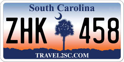 SC license plate ZHK458