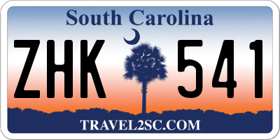 SC license plate ZHK541