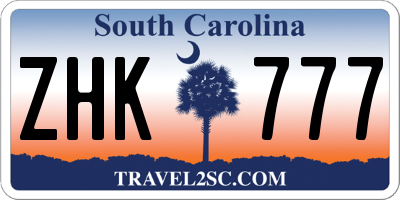 SC license plate ZHK777