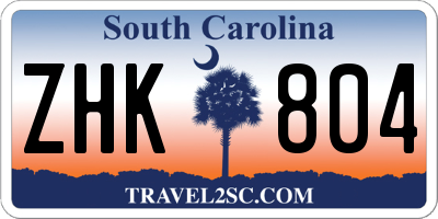 SC license plate ZHK804