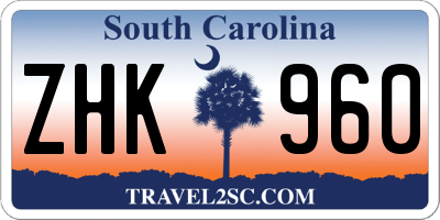 SC license plate ZHK960