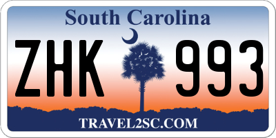SC license plate ZHK993