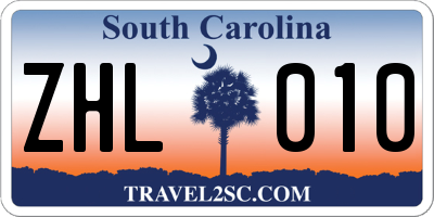 SC license plate ZHL010