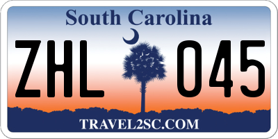 SC license plate ZHL045