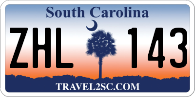 SC license plate ZHL143