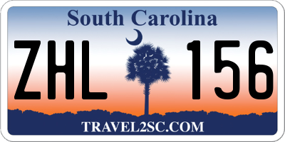 SC license plate ZHL156