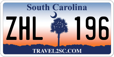 SC license plate ZHL196