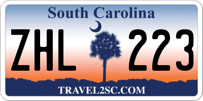 SC license plate ZHL223