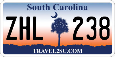 SC license plate ZHL238