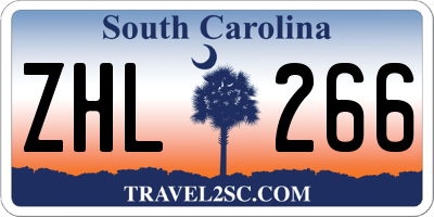 SC license plate ZHL266