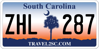 SC license plate ZHL287
