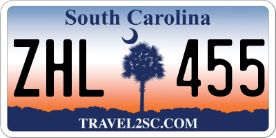SC license plate ZHL455