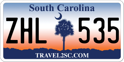 SC license plate ZHL535
