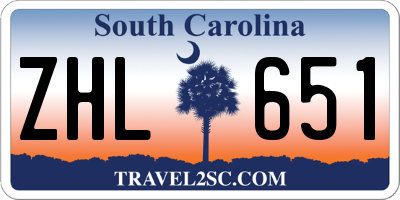 SC license plate ZHL651