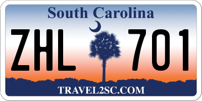 SC license plate ZHL701