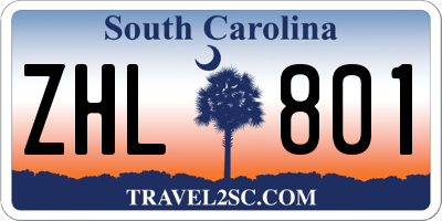 SC license plate ZHL801