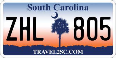 SC license plate ZHL805