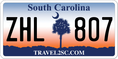 SC license plate ZHL807