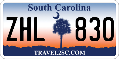 SC license plate ZHL830