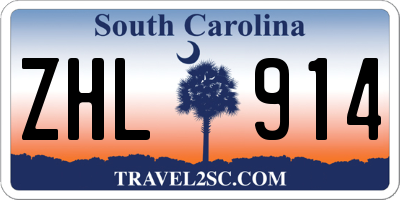 SC license plate ZHL914