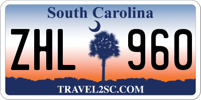 SC license plate ZHL960